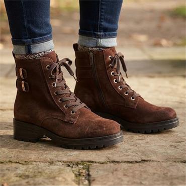 GABOR 802702 LACED BOOT - BROWN SUEDE